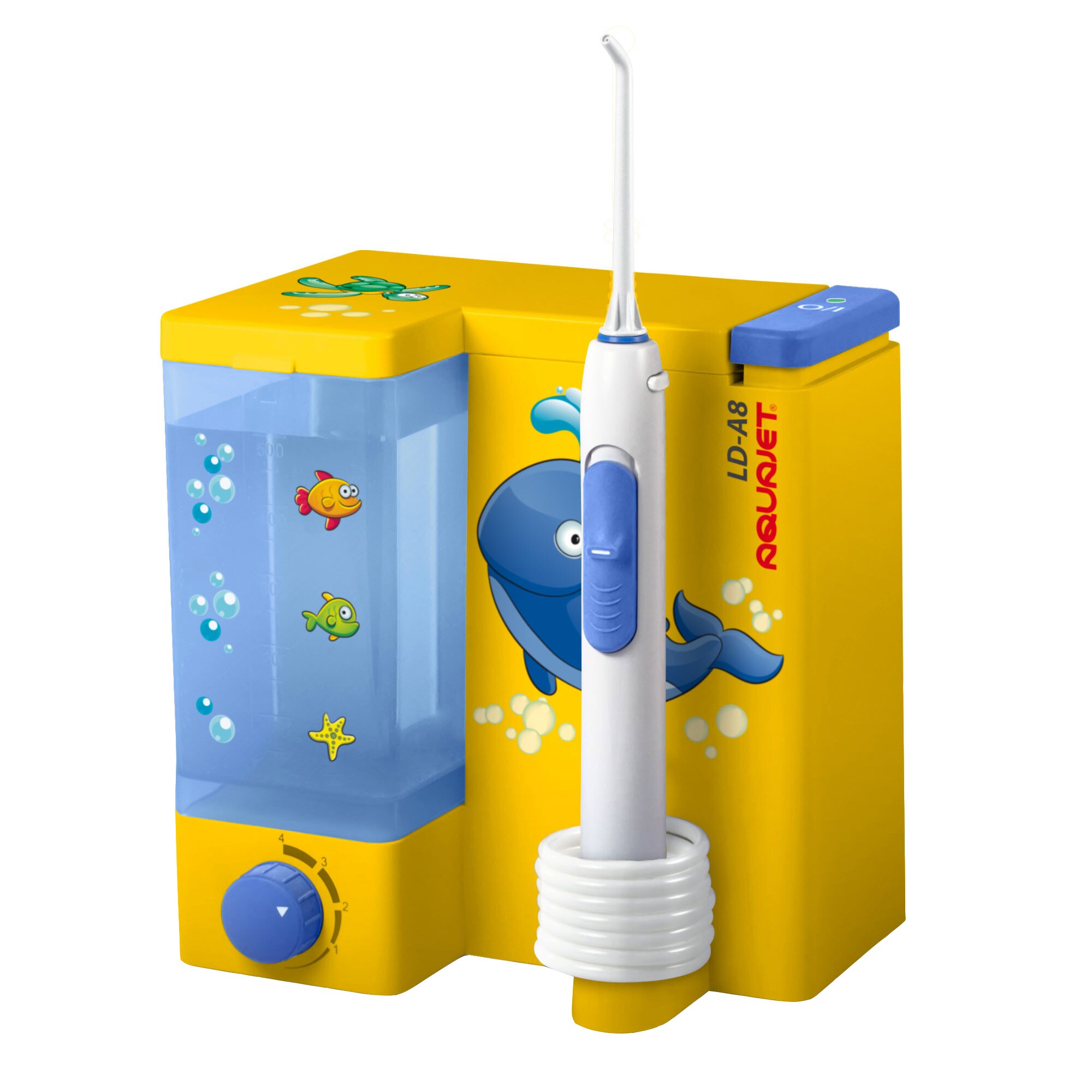 Irigator bucal Little Doctor Aquajet LD A8, Profesional, 1200 impulsuri/min 4 duze incluse, Galben