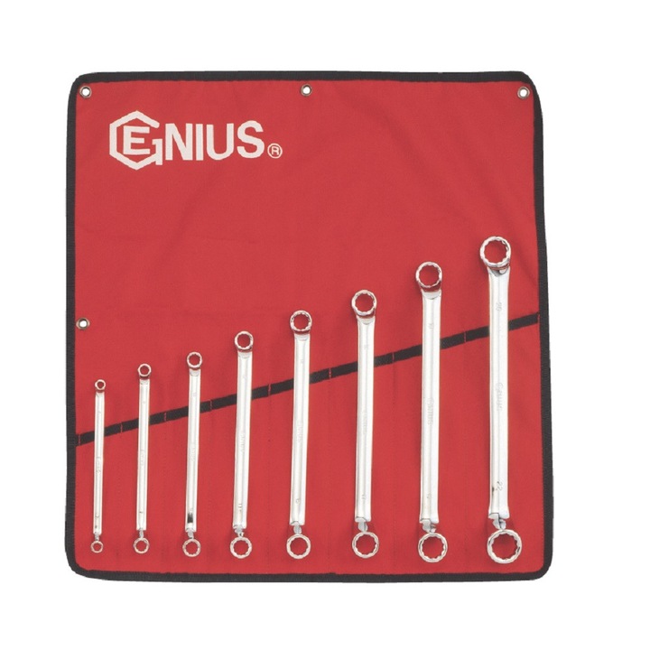 Set de chei inelare cu cot Genius DE-708M 6-22 mm, 8 piese