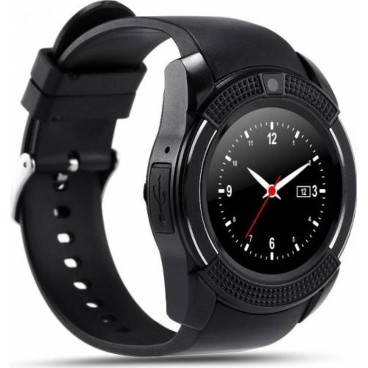 Smartwatch MediaTek V8, SIM карта, Черен