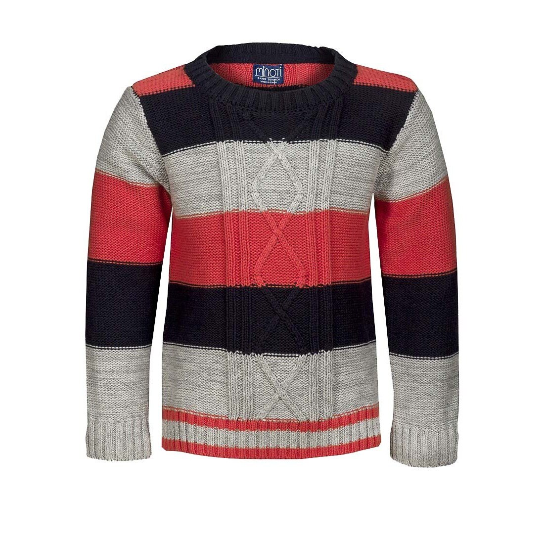 Pulover Minoti tricotat gri/roz/negru bebelusi