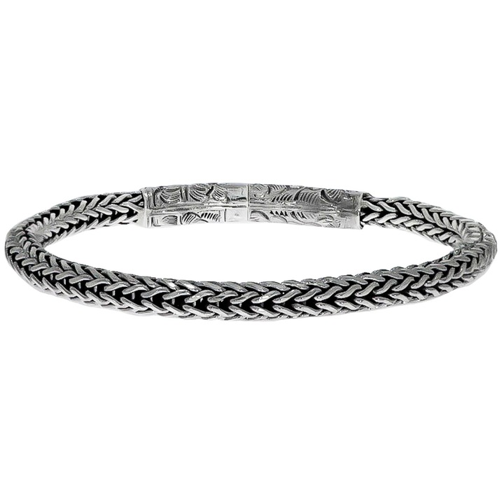 Bratara Argint Model tip Sarpe cu Inchizatoare Decorativa