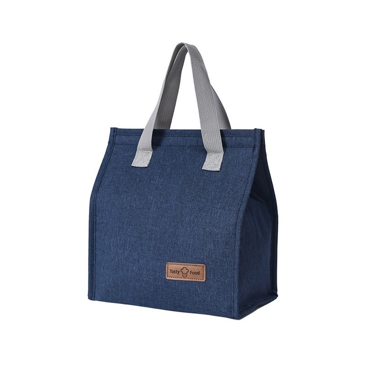 Geanta termoizolanta tip bento bag Flippy, camping cooler bag, Aluminiu, 22.5 x 13 cm, 3.3 L, albastru