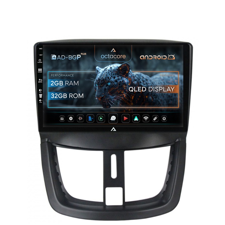 Navigatie Autodrop Peugeot 207, Android, P-Octacore / 2GB RAM + 32GB ROM, 9 Inch