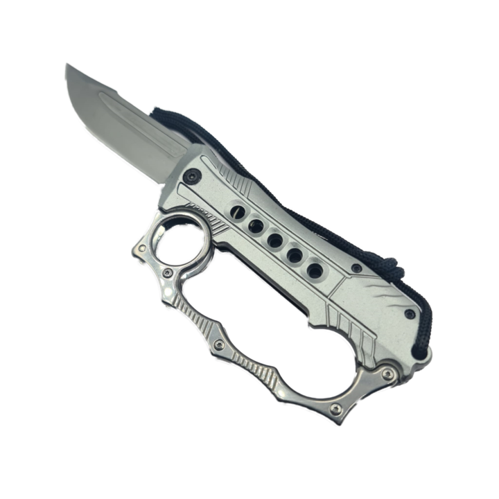 Briceag cu Pumnal si Clapa, Sistem Prindere Curea, Snur, Deschidere Manuala, 13 cm, Gri, Dalimag