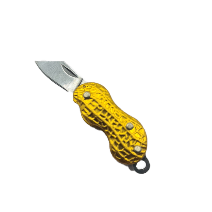 Cutit Pliabil Mini, Model Nuca, Otel Inoxidabil, Lantic de Agatat, 4 cm, Auriu