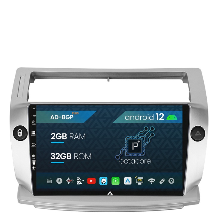 Navigatie Autodrop Citroen C4 (2004-2014), Android 12, P-Octacore, 2GB RAM, 32GB ROM, 9 Inch - AD-BGP9002, AD-BGRKIT346