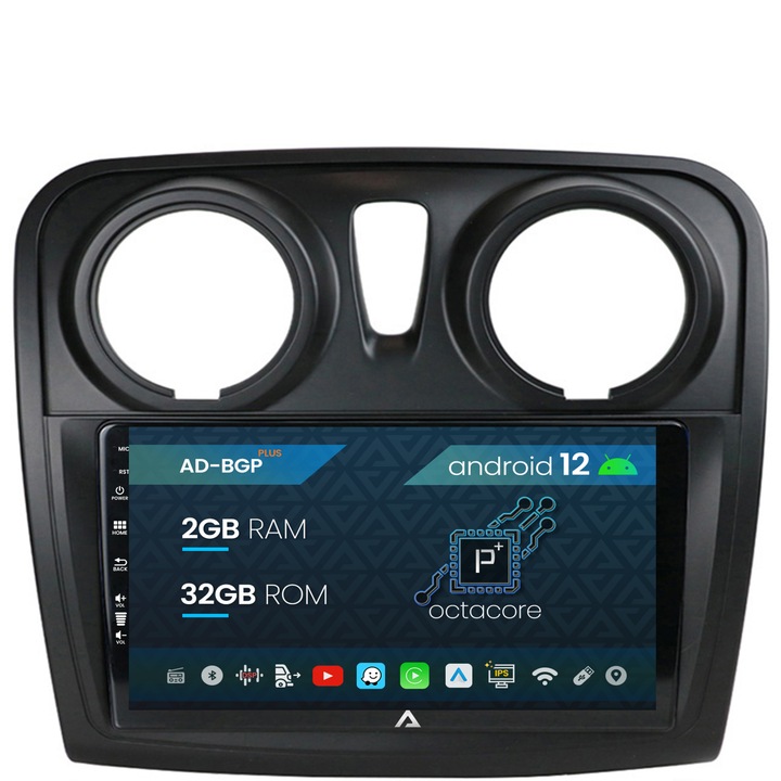 Navigatie Autodrop Dacia Sandero, Logan, Android 12, P-Octacore, 2GB RAM, 32GB ROM, 9 Inch - AD-BGP9002, AD-BGRKIT376
