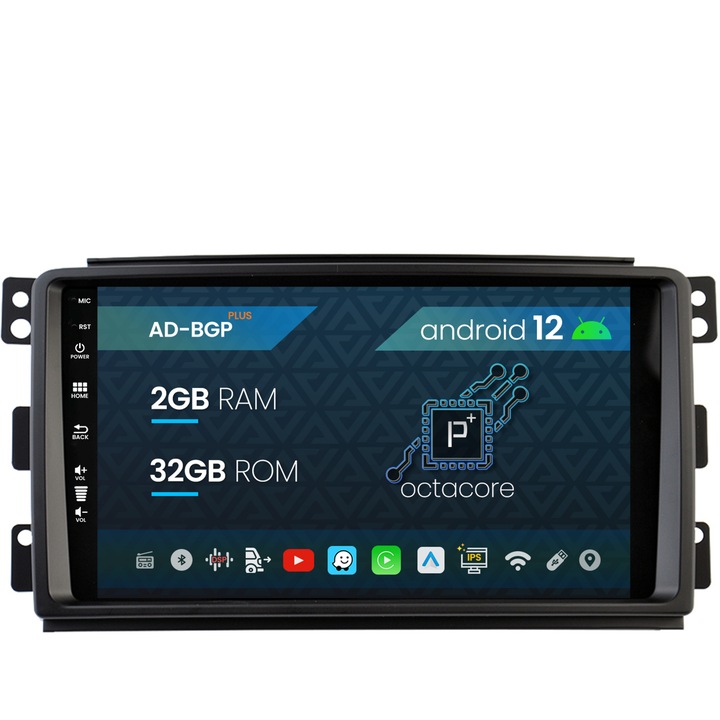 Navigatie Autodrop Smart For Two (2007-2010), Android 12, P-Octacore, 2GB RAM, 32GB ROM, 9 Inch - AD-BGP9002, AD-BGRKIT417