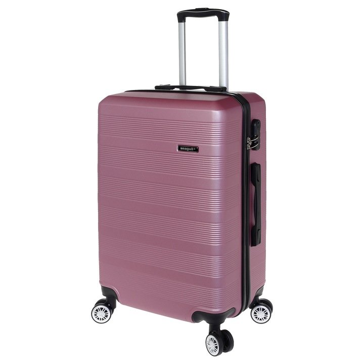 Troler Mediu, Seagull, ABS, 4 Roti Duble, SG 176 - 66 cm, Roz