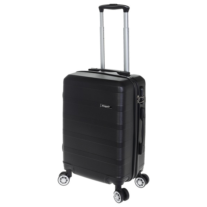 Troler Cabina, Seagull, ABS, 4 Roti Duble, SG 176 - 56 cm, Negru