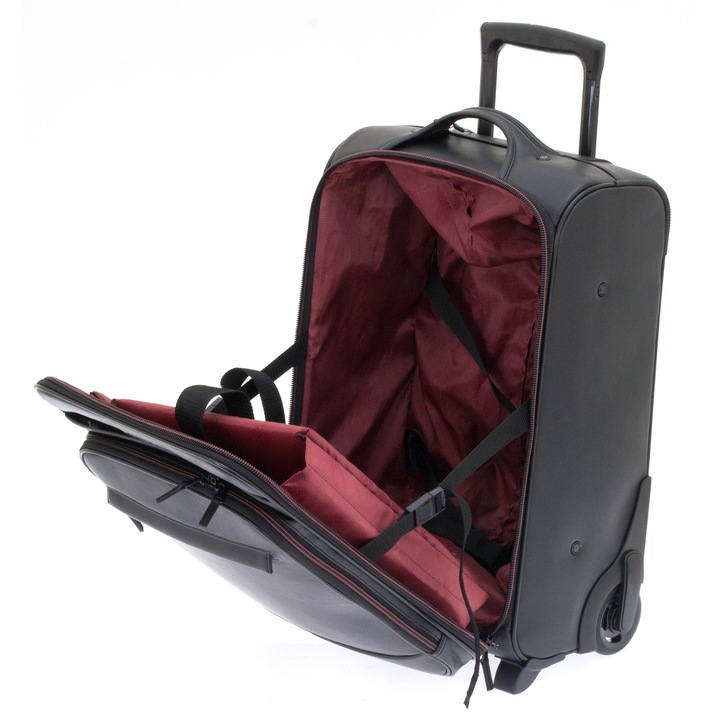 Troler Cabina Davidts Oran 17", Piele Ecologica, 52 cm, Negru