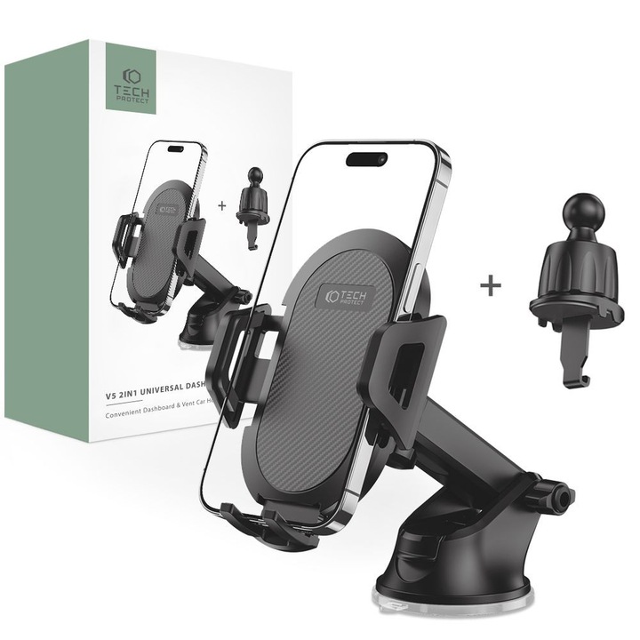 TECH-PROTECT V5 Univerzális műszerfal és szellőző autós tartó fekete