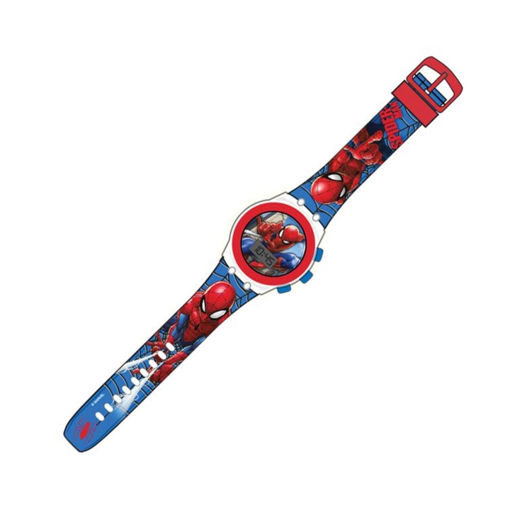 Детски дигитален ръчен часовник Спайдърмен с включена батерия, изработен от силикон, многоцветен