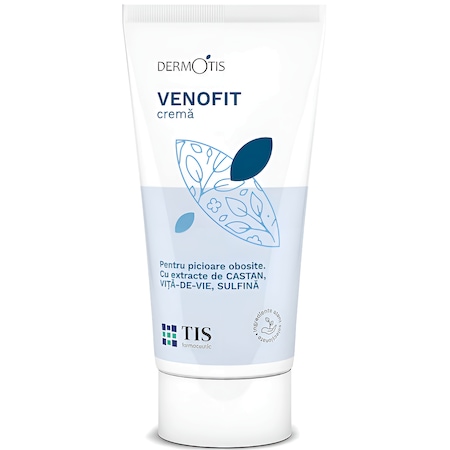 Crema Venofit pentru picioare obosite si varice cu Castan, Vita de vie si Sulfina, DermoTIS, 50ml, Tis Farmaceutic