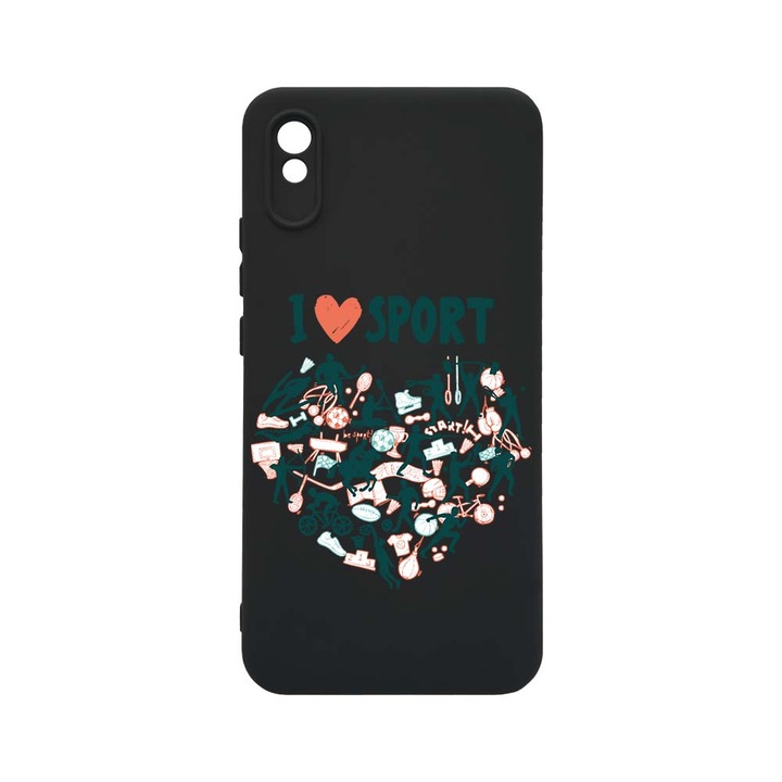 Силиконов калъф BestCase за Xiaomi Redmi 9A / 9AT, I Love Sport, SLIM 1.2MM, Microfiber interior, Premium Soft Liquid Silicon, PB 803