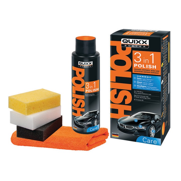 Set 3 in 1 Quixx pentru retusarea si lustruirea diferitelor suprafete, 500 ml