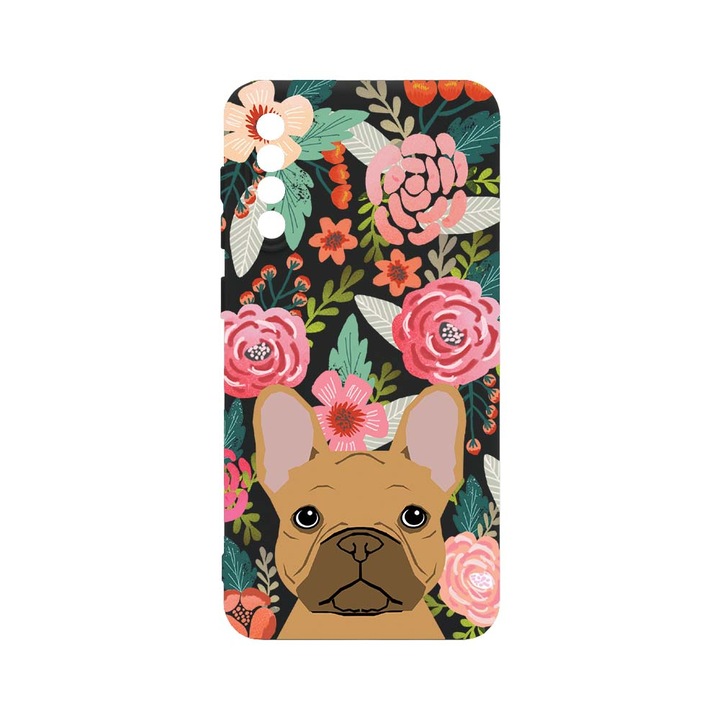 BestCase Premium Liquid Szilikon telefontok, Samsung Galaxy A50 / Galaxy A30s, Dog and Flowers, SLIM 1.2MM, kamera védelem, puha belső, PB 637