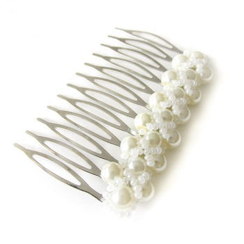 Pieptene accesoriu par ivory mireasa cu perle impletite Pieptene accesoriu par ivory mireasa cu perle impletite