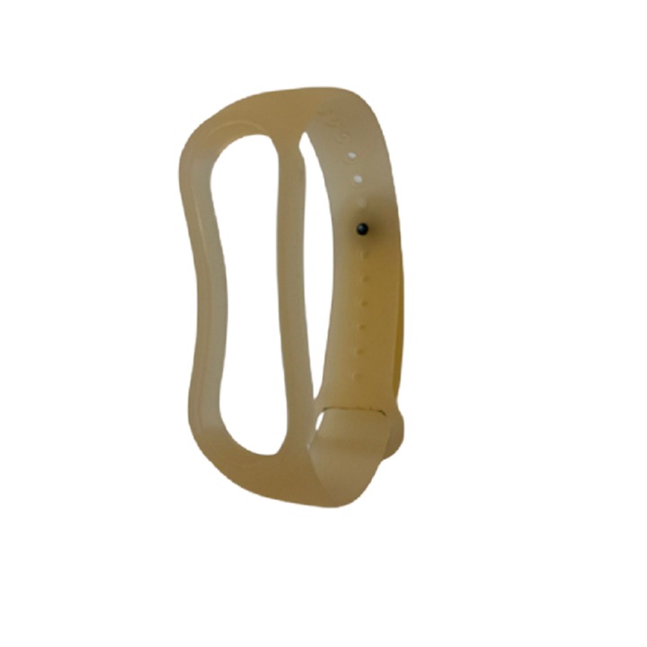 Curea bratara fitness din silicon in nuanta auriu, compatibila cu Xiaomi Mi Band 5