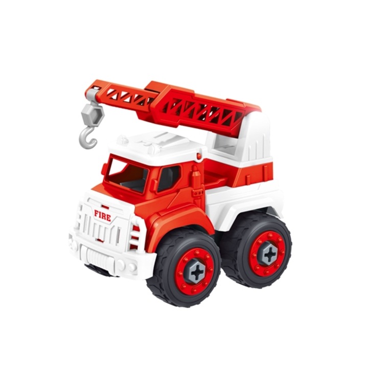 Set asamblare 4 masini Pompieri, cu surubelnita