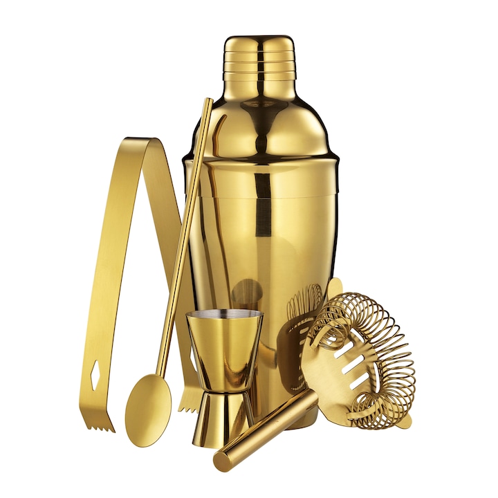 Комплект за коктейли CILIO, GOLDEN MULE, Бар сет 5 части, Инокс