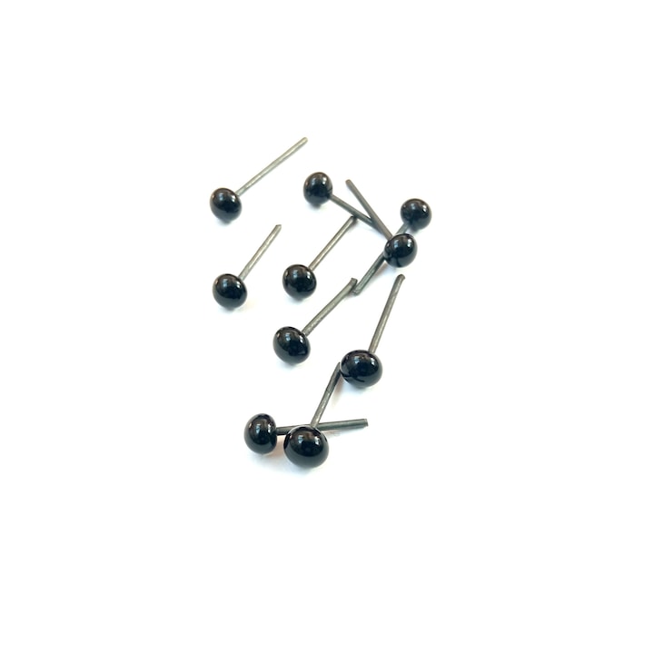 Set 10 ochiuri de sticla pentru jucarii din pasla, 4mm, Negru