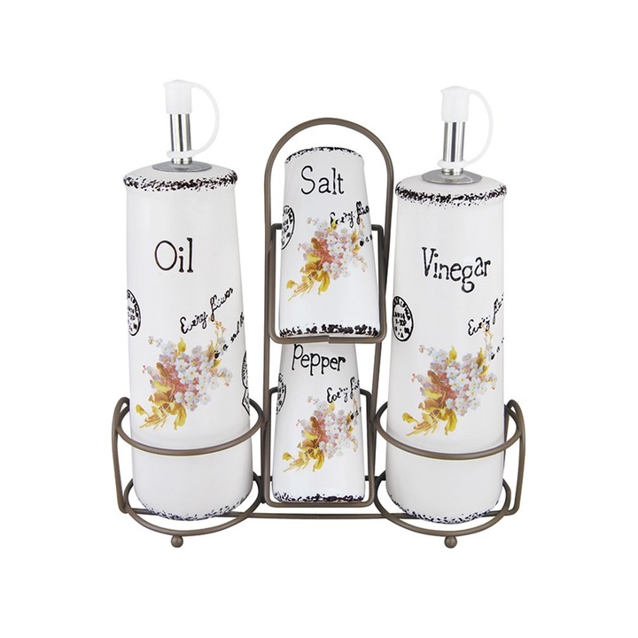 Set 5 recipiente pentru condimente, Maestro, Ceramica, Multicolor