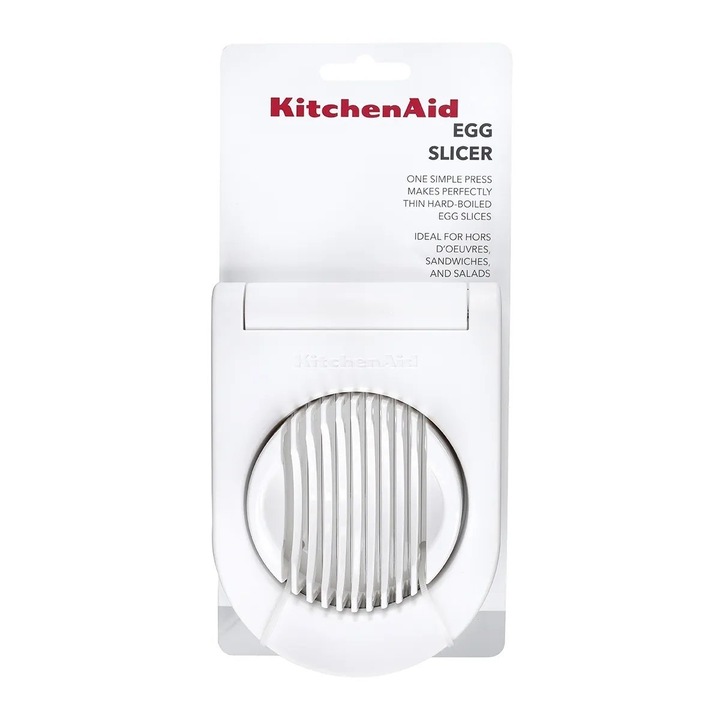 Резачка за варени яйца, KitchenAid, пластмаса, 11 x 15 x 3,5 см, бяло/сребристо