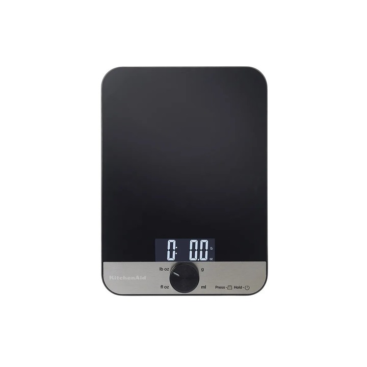 Digitális konyhai mérleg, KitchenAid, Üveg/Műanyag, 5kg/5L, Fekete