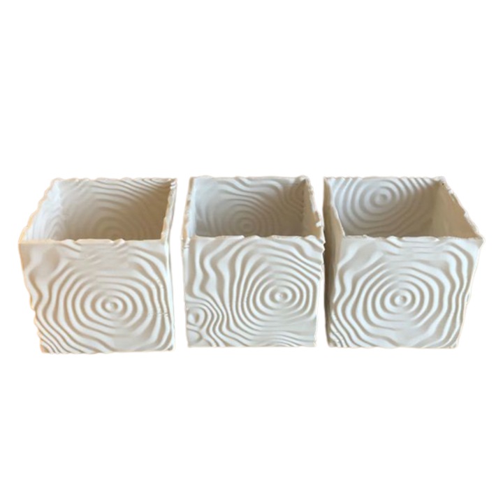 Комплект Декоративна ваза fixGuard 3D Decor, Ripple, 3бр, 8.2cm, White