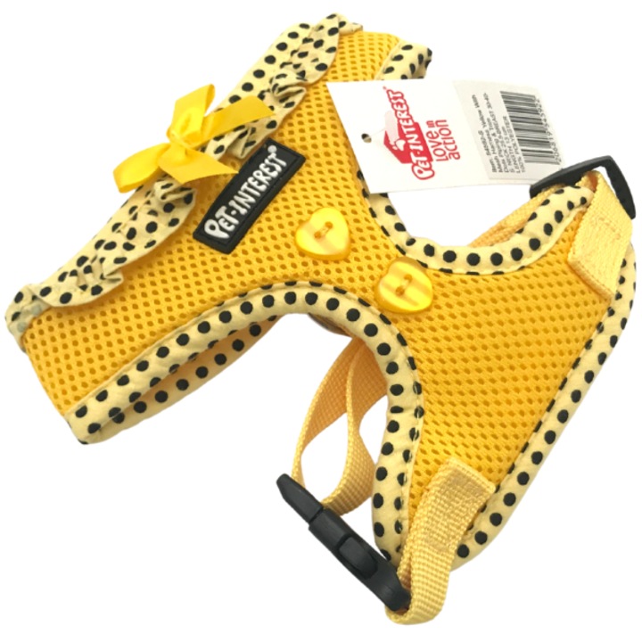 Нагръдник за Куче Pet Interest Mesh Harness Yellow With Dots Piping & Trim, M, Многоцветен