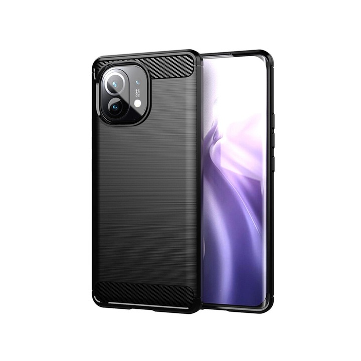 Xiaomi Mi 11 Lite 4G / Mi 11 Lite 5G / 11 Lite 5G NE Techsuit karbon szilikon fekete borítás
