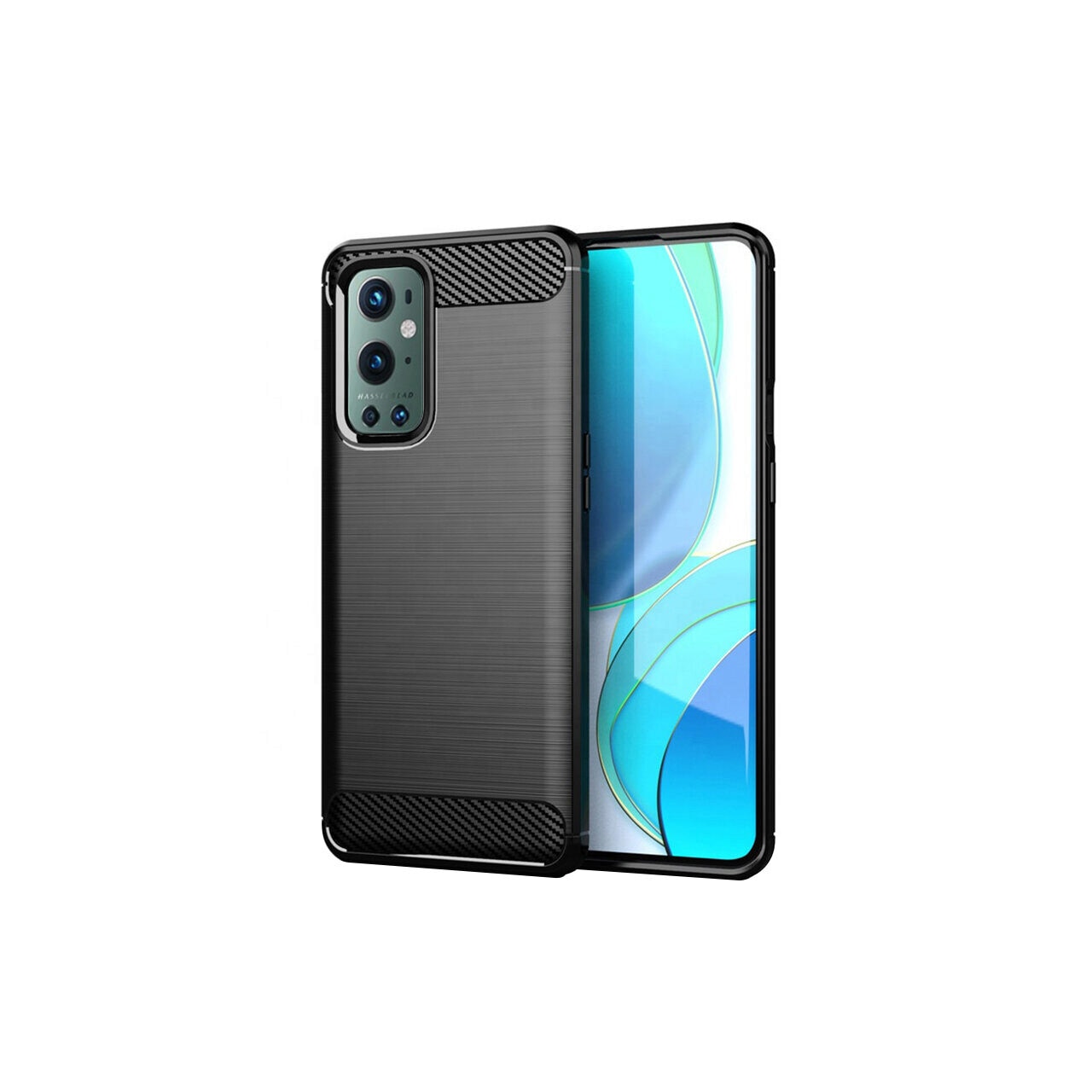 Husa pentru OnePlus 9 Pro - Techsuit Carbon Silicone - Black