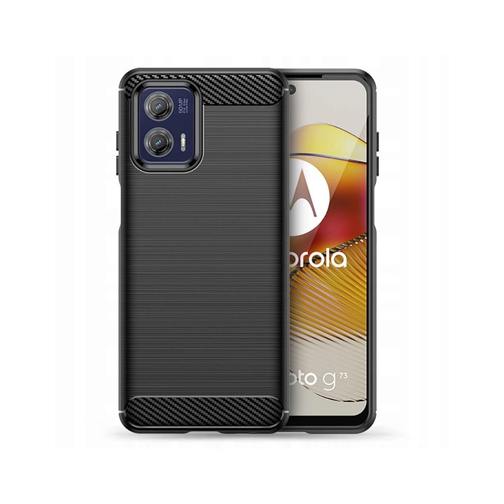 Motorola Moto G73 Techsuit Carbon Silicone Black borítója
