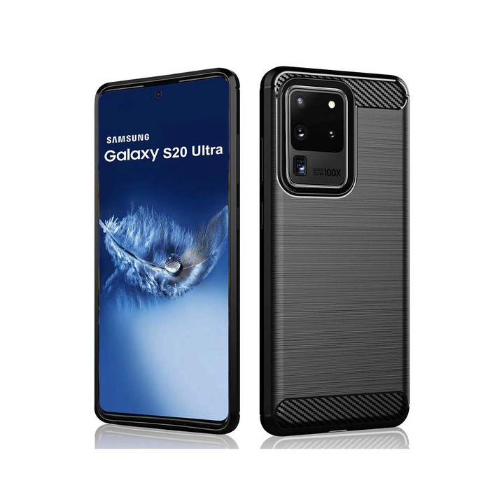 Samsung Galaxy S20 Ultra 4G / S20 Ultra 5G Techsuit Carbon Silicone Black tok
