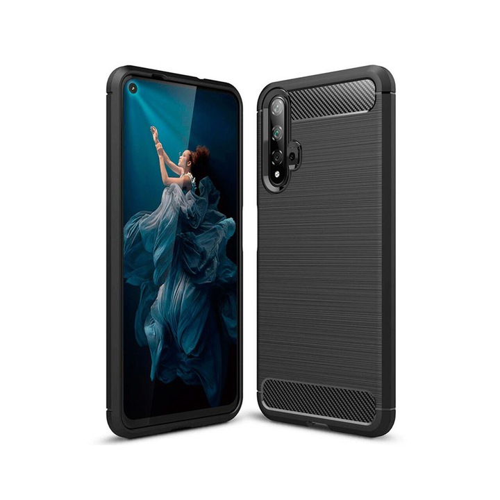 Кейс за Huawei Nova 5T / Honor 20 Techsuit Carbon Silicone Black