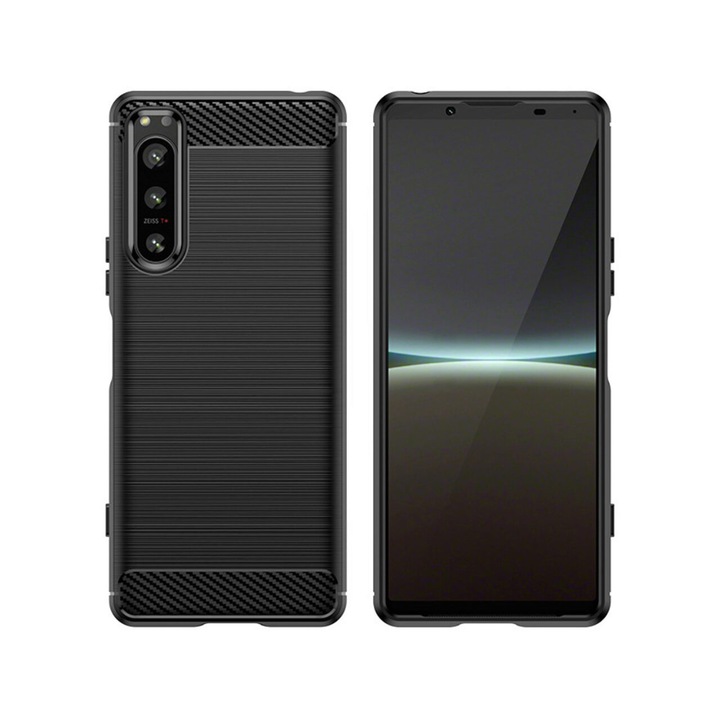 Кейс за Sony Xperia 5 IV Techsuit Carbon Silicone Black