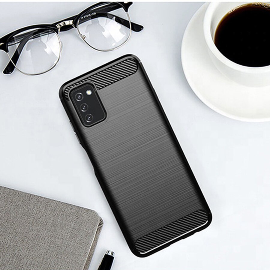 Husa Compatibila cu Samsung Galaxy A03s Techsuit Carbon Silicone Negru