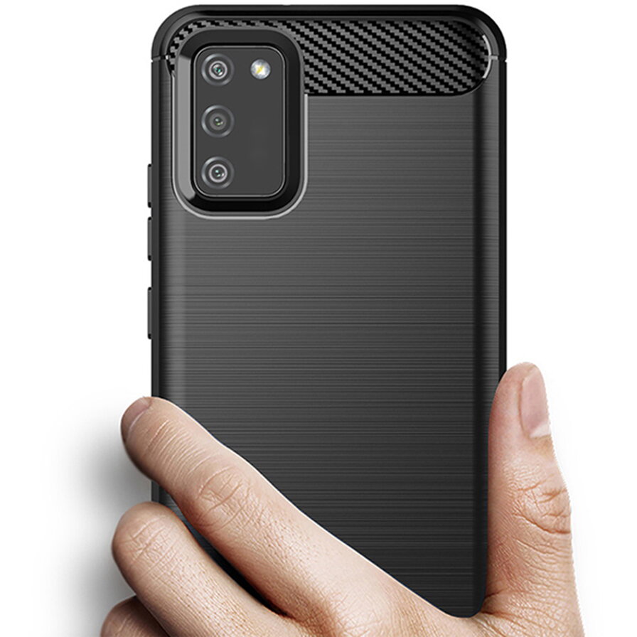 Husa Compatibila cu Samsung Galaxy A03s Techsuit Carbon Silicone Negru