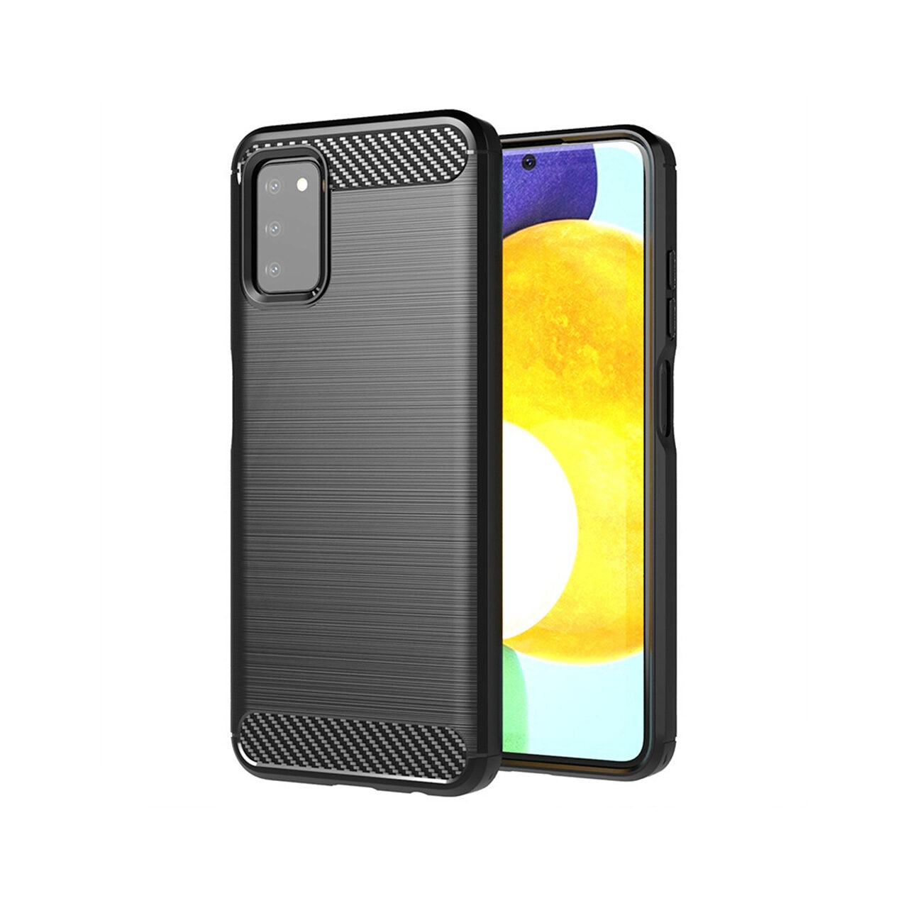 Husa Compatibila cu Samsung Galaxy A03s Techsuit Carbon Silicone Negru