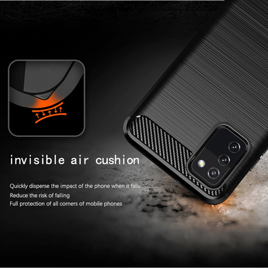 Husa Compatibila cu Samsung Galaxy A03s Techsuit Carbon Silicone Negru