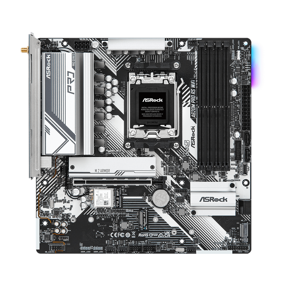 Placa de baza ASROCK A620M Pro RS WiFi, Socket AM5, mATX, 4xDDR5