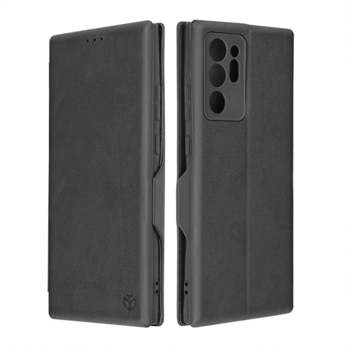 Защитен калъф, за Samsung Galaxy Note 20 Ultra, PU кожа, Магнитно затваряне, Тип книга, Място за карти, Пълна защита, Черен