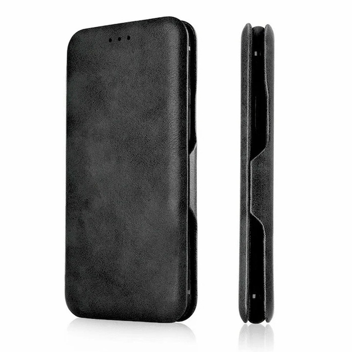 Калъф с капак от PU кожа за Motorola Moto G05 / Moto E15, Safe Wallet, Магнитно закопчаване, Тип книга, Държач за карти, Уникален дизайн, Пълна защита, Черен