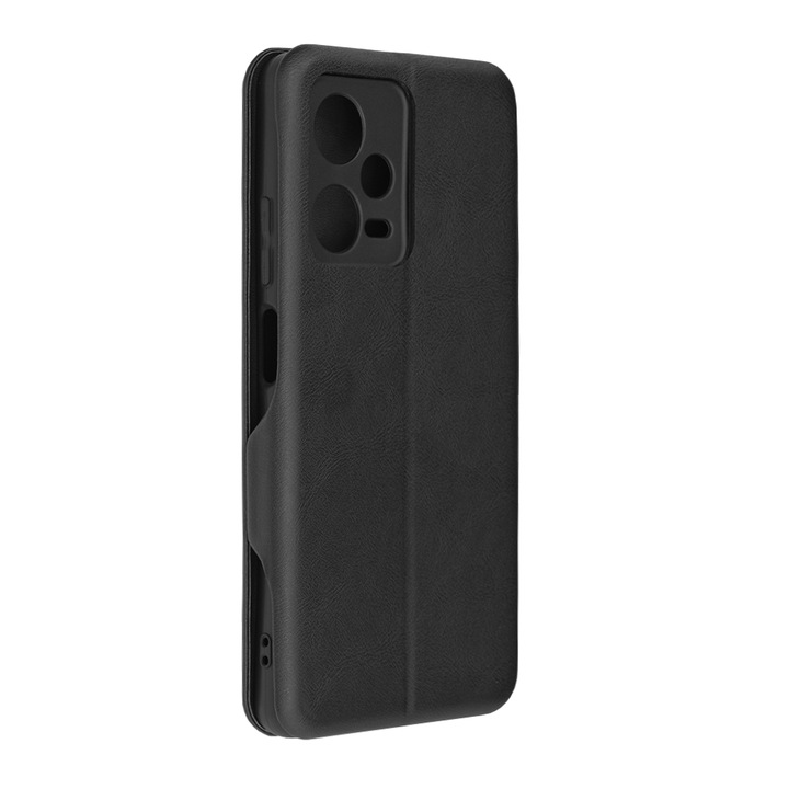 Husa de protectie compatibila cu Xiaomi Redmi Note 12 Pro+, Piele ecologica, Negru