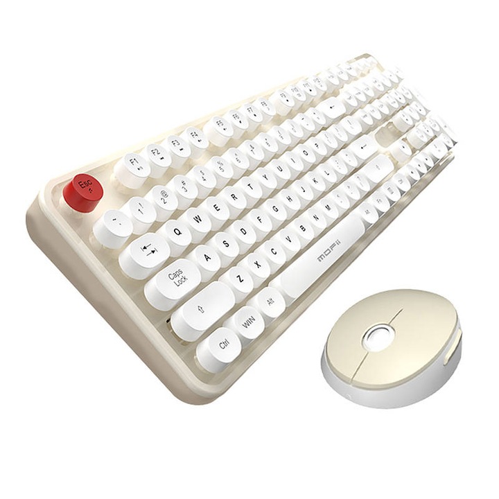 Kit tastatura si mouse MOFII Sweet, Wireless, 2.4G, 1600 DPI, Bej/Alb