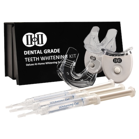 Kit pentru albirea dintilor, CIICII, C1558, Aparat cu 5xLED, Gel de albire fara peroxid de hidrogen (3 seringi de 3ml)