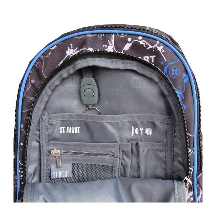 Ghiozdan clasele V-VIII, 4 compartimente, 3 buzunare, Majewski, Gama St. Right, Colectia Gameplay, BP-68