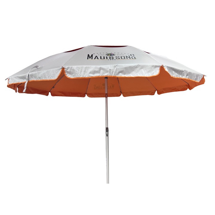 Umbrela plaja Maui&Sons XL 220 cm, protectie UPF50+, rabatabila, husa inclusa, Portocaliu, 220 cm