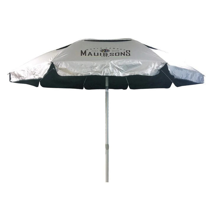 Umbrela plaja Maui&Sons XL 220 cm, protectie UPF50+, rabatabila, husa inclusa, Negru, 220 cm